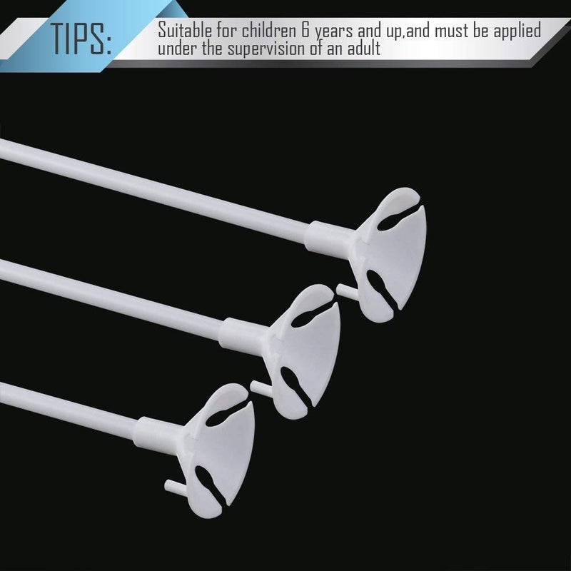 Pllieay 50 Pieces Plastic White Balloon Sticks with Cups for Party, Valentine's Day, Wedding, Anniversary Decoration - Image 4